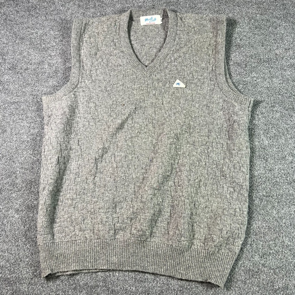 Vintage Monte Carlo Sweater Vest Men's 40 Gray Textured Knit Sleeveless Preppy